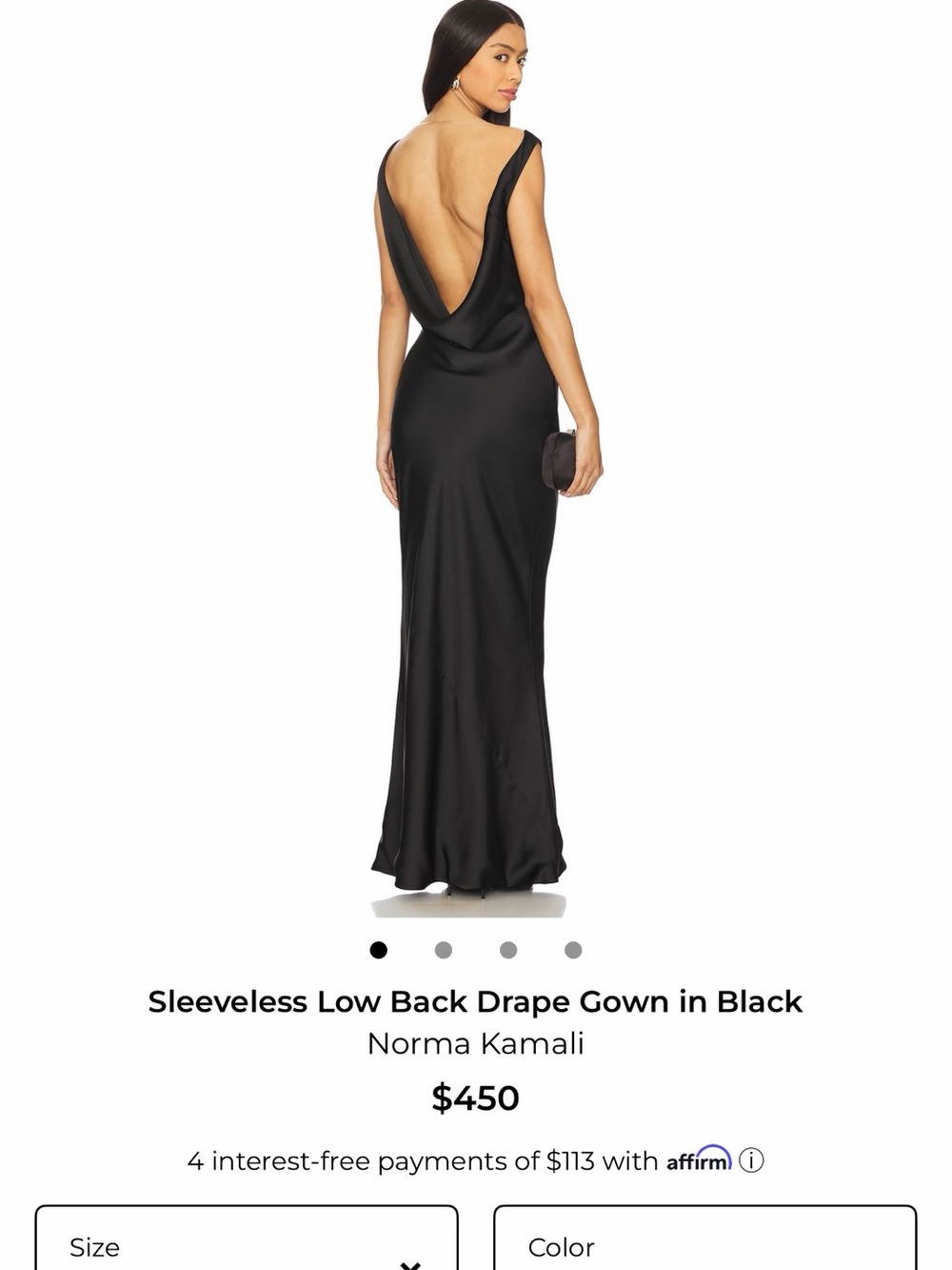 Norma Kamali Black Low Back Drape Gown